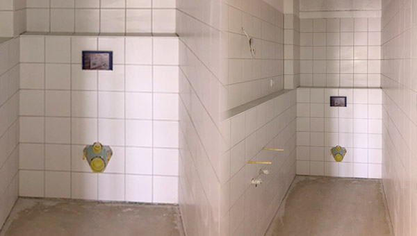 Bautagebuch  Die Sanitaeranlagen sind gefliest