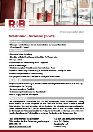 Stellenanzeige Metallbauer-Schlosser